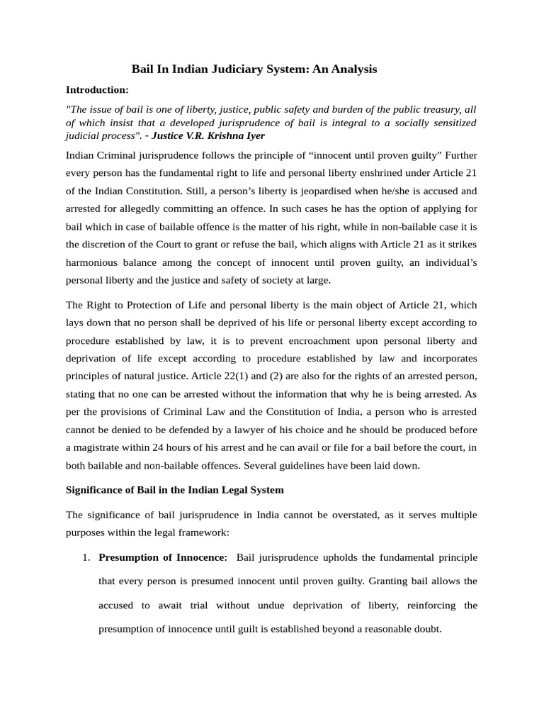 Bail Analysis in Indian Judiciary System | PDF | Bail | Crime & Violence