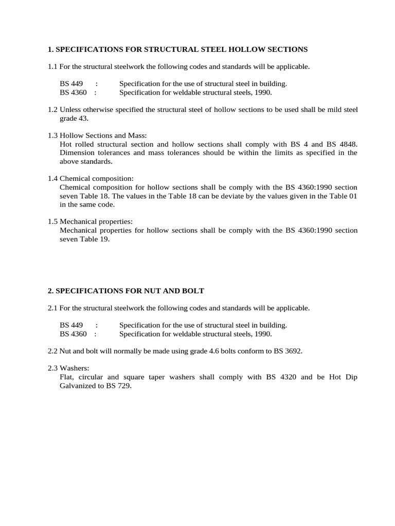 Structural Steel Specifications Guide | PDF