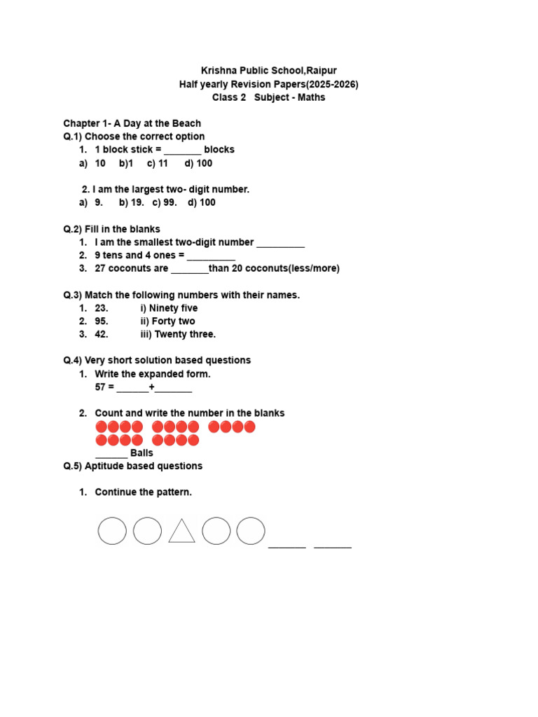 Class 2 H.Y Revision Papers 2025 2026 | PDF