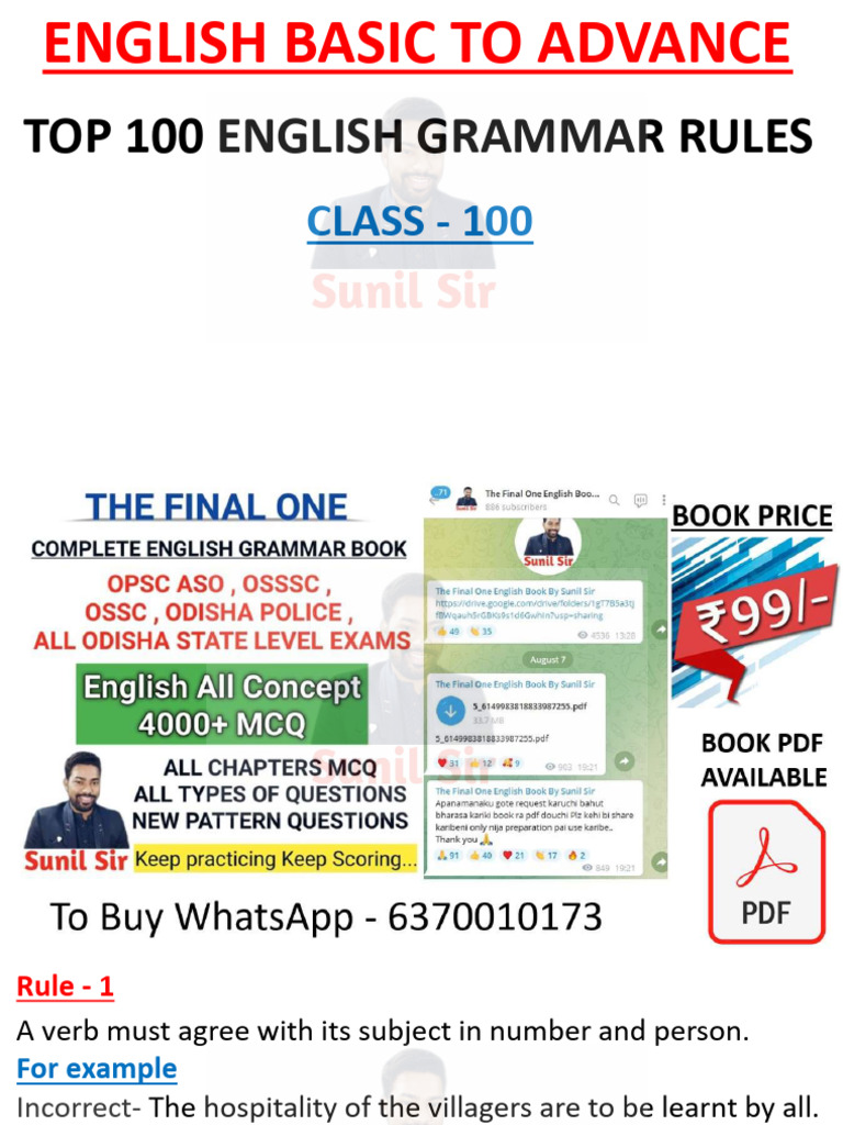 Top 100 English Grammar Rules | PDF | Grammatical Number | Plural