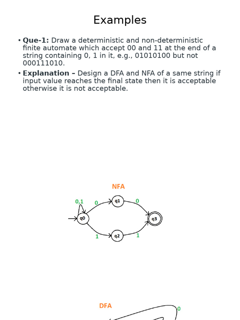 DFA and NFA Examples Explained | PDF | Computational Science | String ...