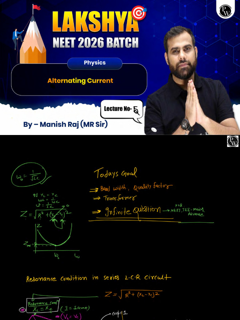 Alternating Current 05 Class Notes Lakshya NEET 2026 | PDF