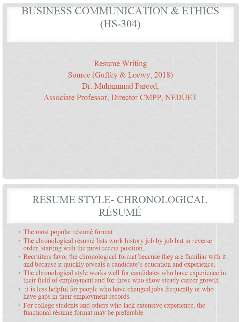 Lecture 19 - Resume Writing | PDF | Résumé