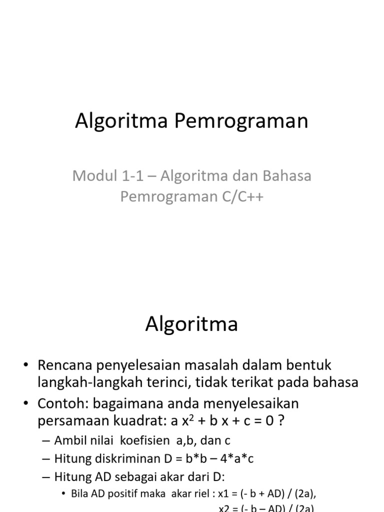 Algoritma dan Bahasa Pemrograman C++ | PDF