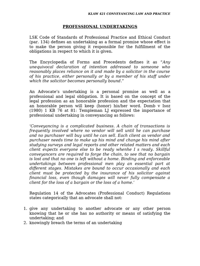 Understanding Professional Undertakings in Conveyancing | PDF ...