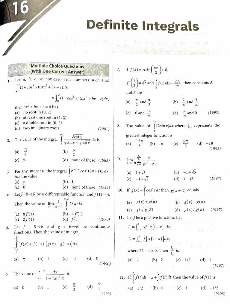 Definite Integral - Adv Pyq | PDF