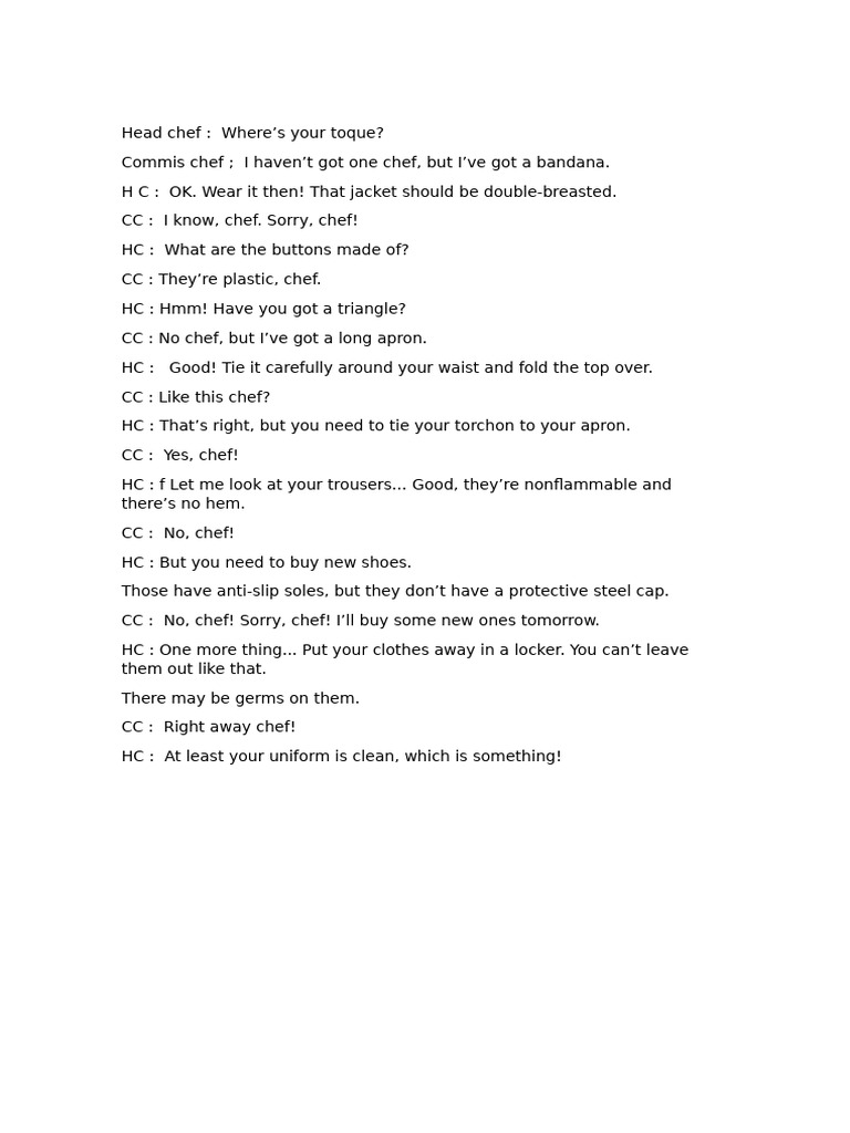 Chef Uniform Essentials and Guidelines | PDF