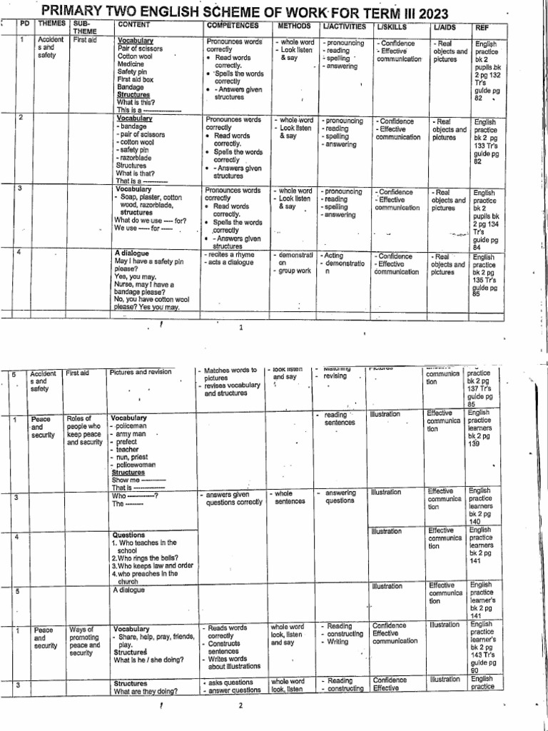 Primary Two Scheme Work MTC | PDF
