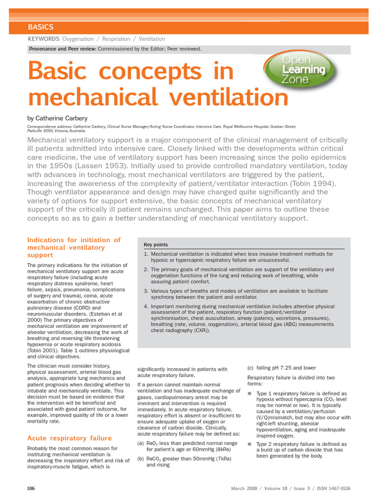 Understanding Mechanical Ventilation Basics | PDF | Breathing ...