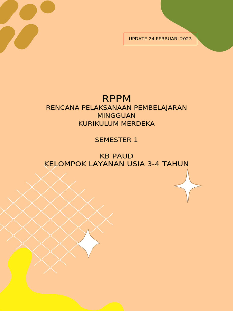 RPPM Kurikulum Merdeka PAUD 3-4 Tahun | PDF