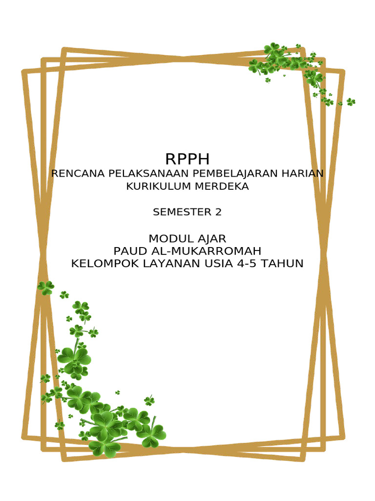 1 Kumer - RPPH - TK A - 4&5 Tahun - Smt2 | PDF