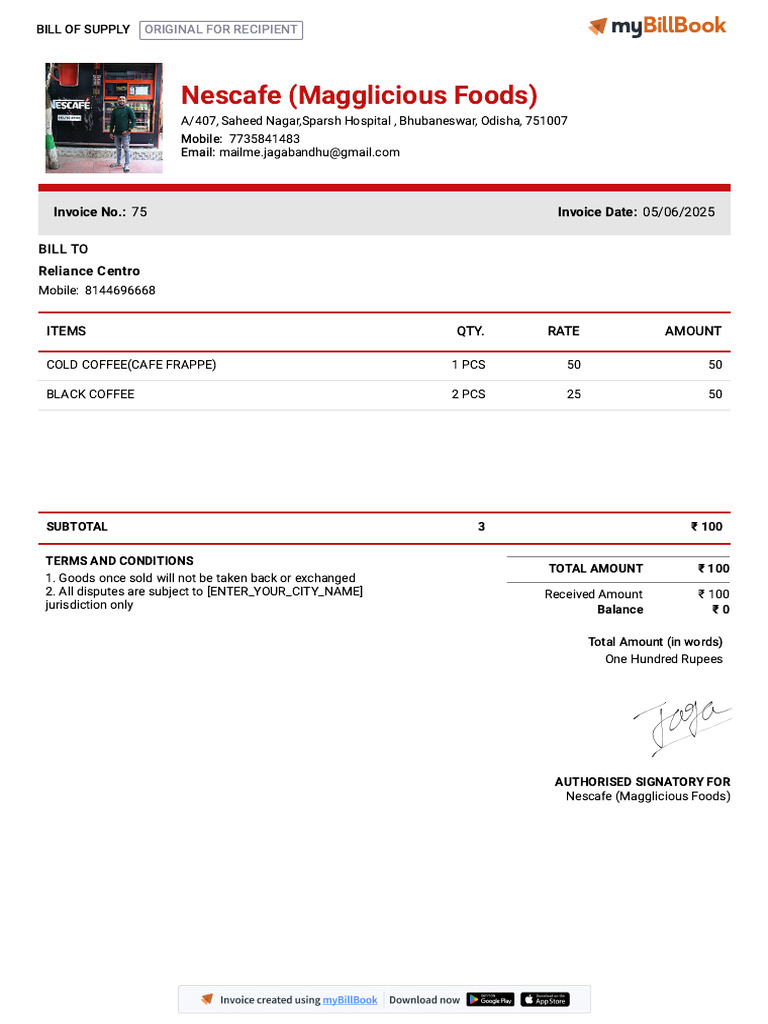 75 Sales Invoice Reliance Centro | PDF