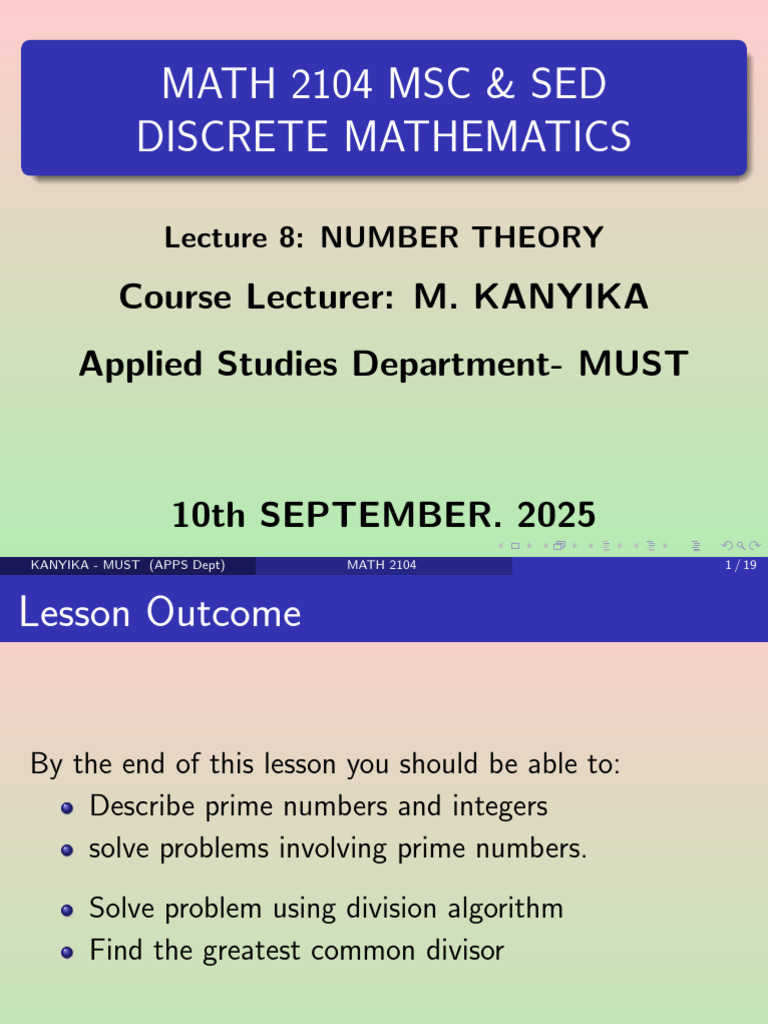 Number Theory in Discrete Mathematics | PDF | Prime Number | Factorization