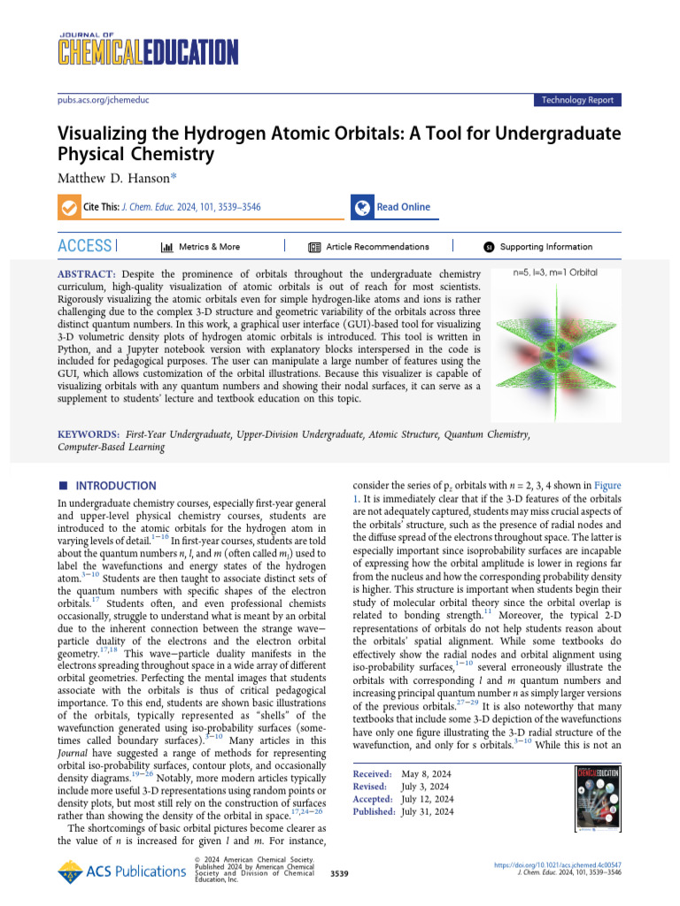 Visualizing Hydrogen Atomic Orbitals Tool | PDF | Atomic Orbital | Wave ...