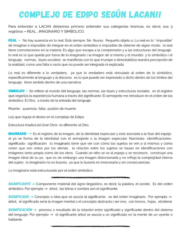 Complejo de Edipo en Lacan | PDF | Jacques Lacan | Complejo de Edipo