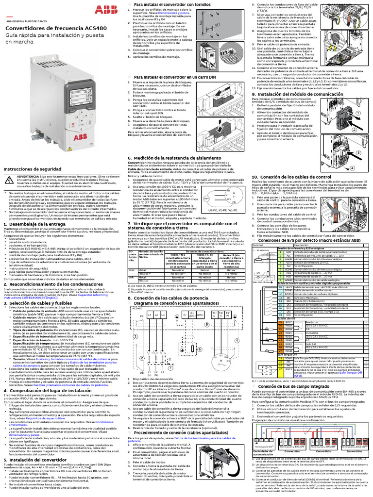Manual de instalación ACS480 en español | PDF | Resistor | Conductor ...