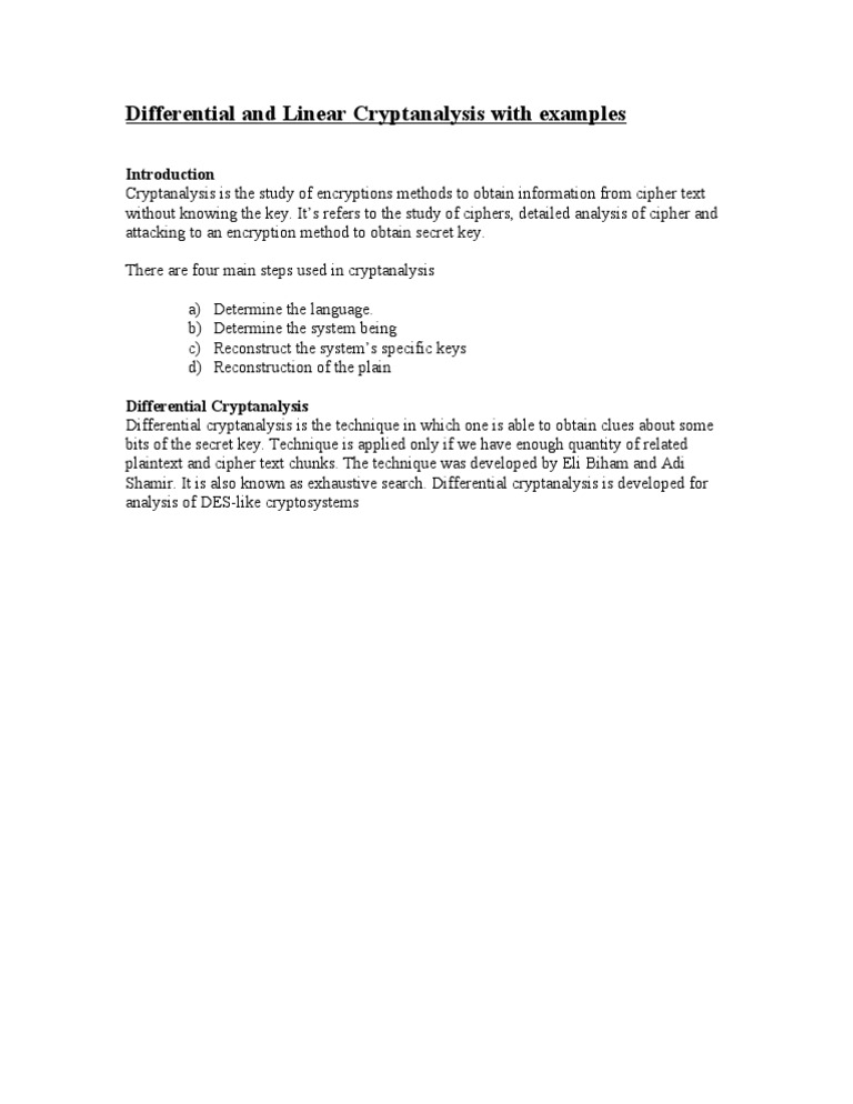 Differential Cryptanalysis Explained | PDF | Computers