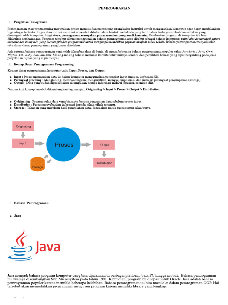 Dasar-Dasar Pemrograman dan Bahasa Pemrograman | PDF