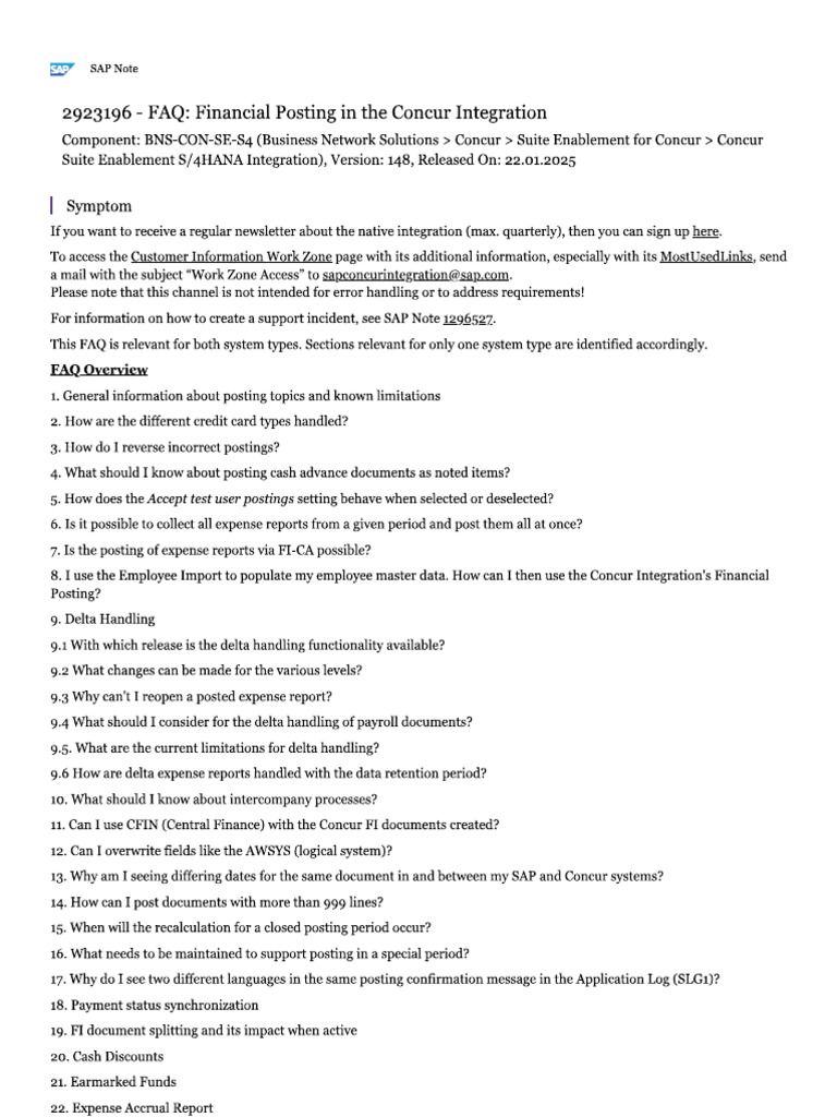 Concur FAQ | PDF