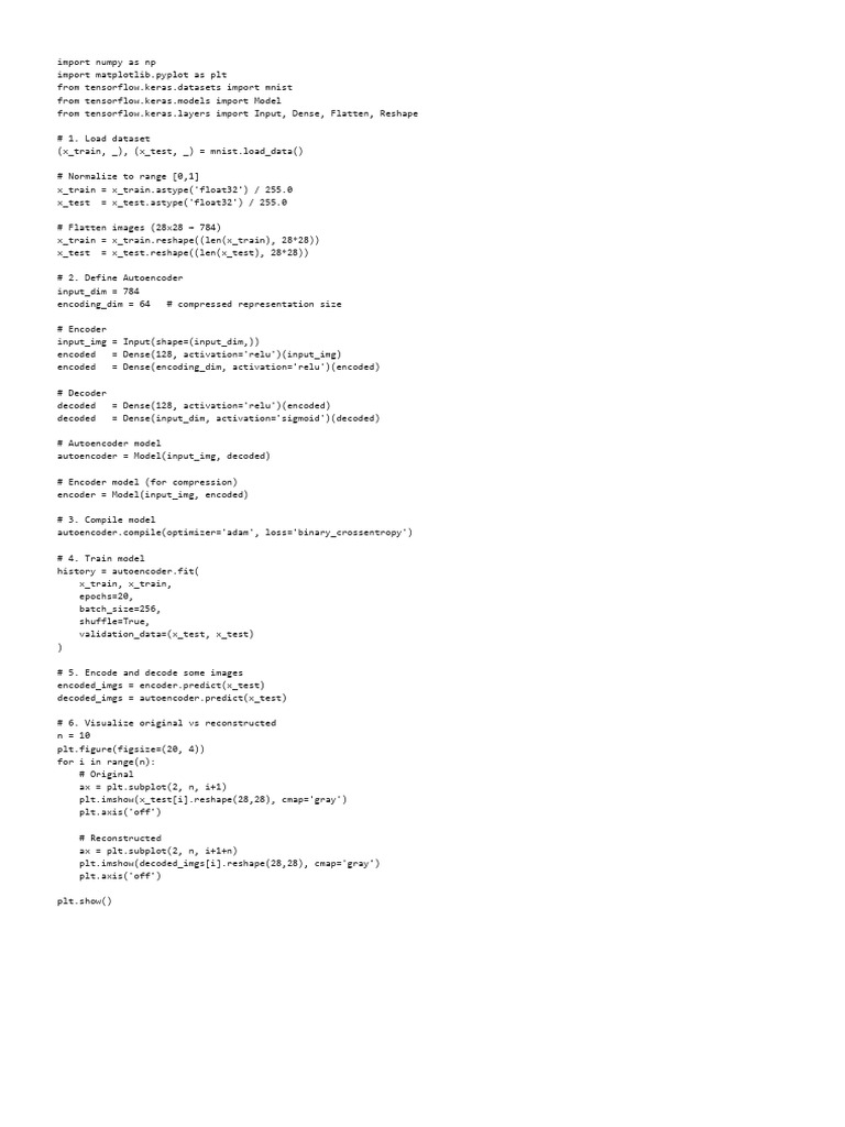 MNIST Autoencoder Implementation | PDF | Data Compression | Computer Data