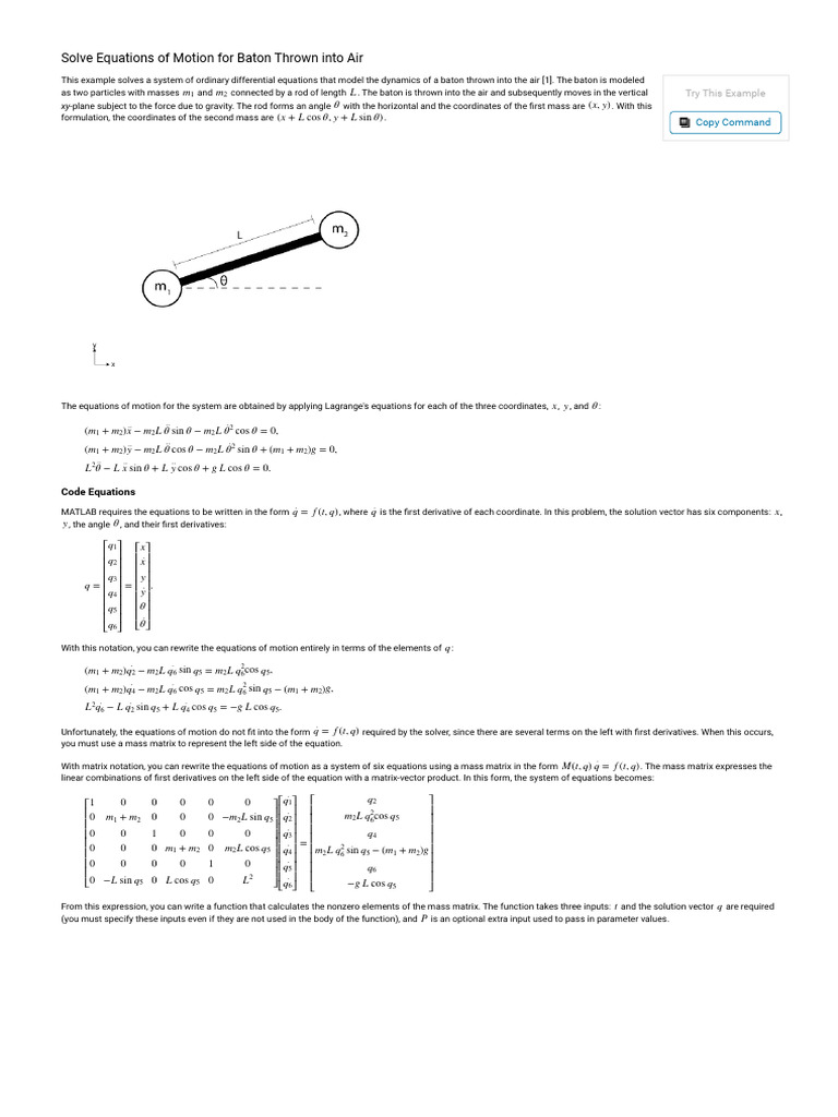 Baton Motion Dynamics Simulation | PDF | Ordinary Differential Equation ...