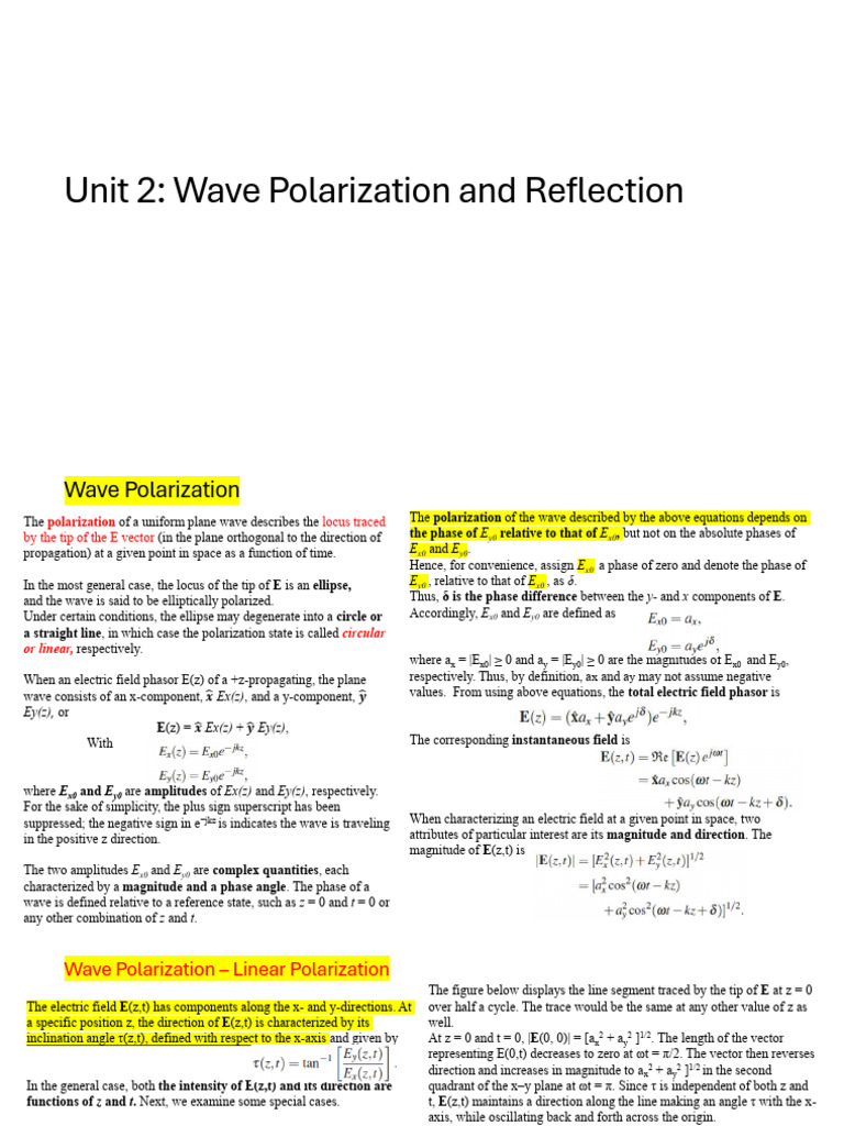 Unit2 EEM25 26 Part3 | PDF | Polarization (Waves) | Waves