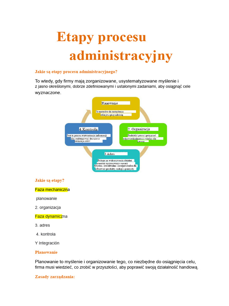 Etapy Procesu Administracyjnego | PDF