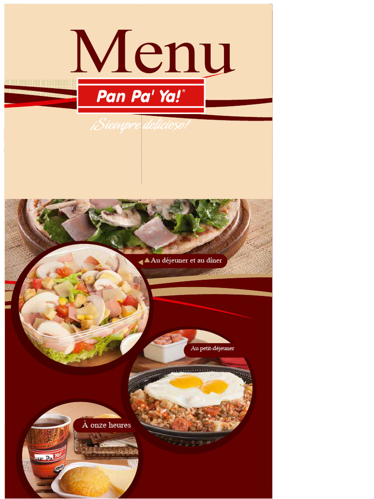 Menu Pan Pa'Ya: Petit-Déjeuner et Pizzas | PDF | Cuisine | Cuisine