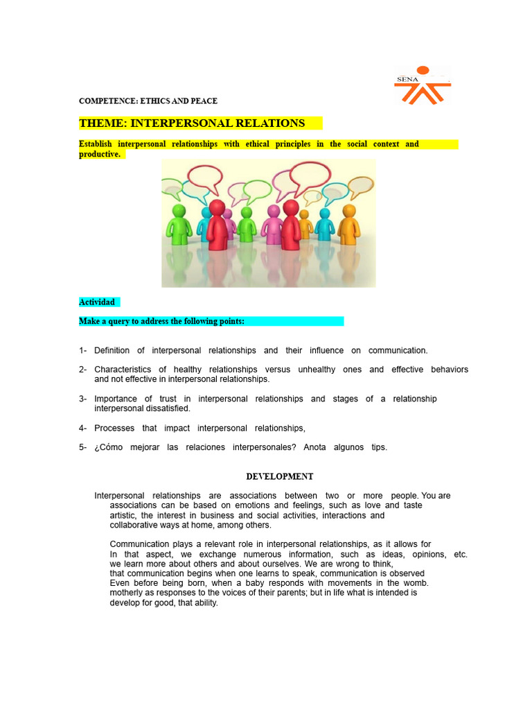 Healthy Interpersonal Relationships Guide | PDF | Intention | Thought