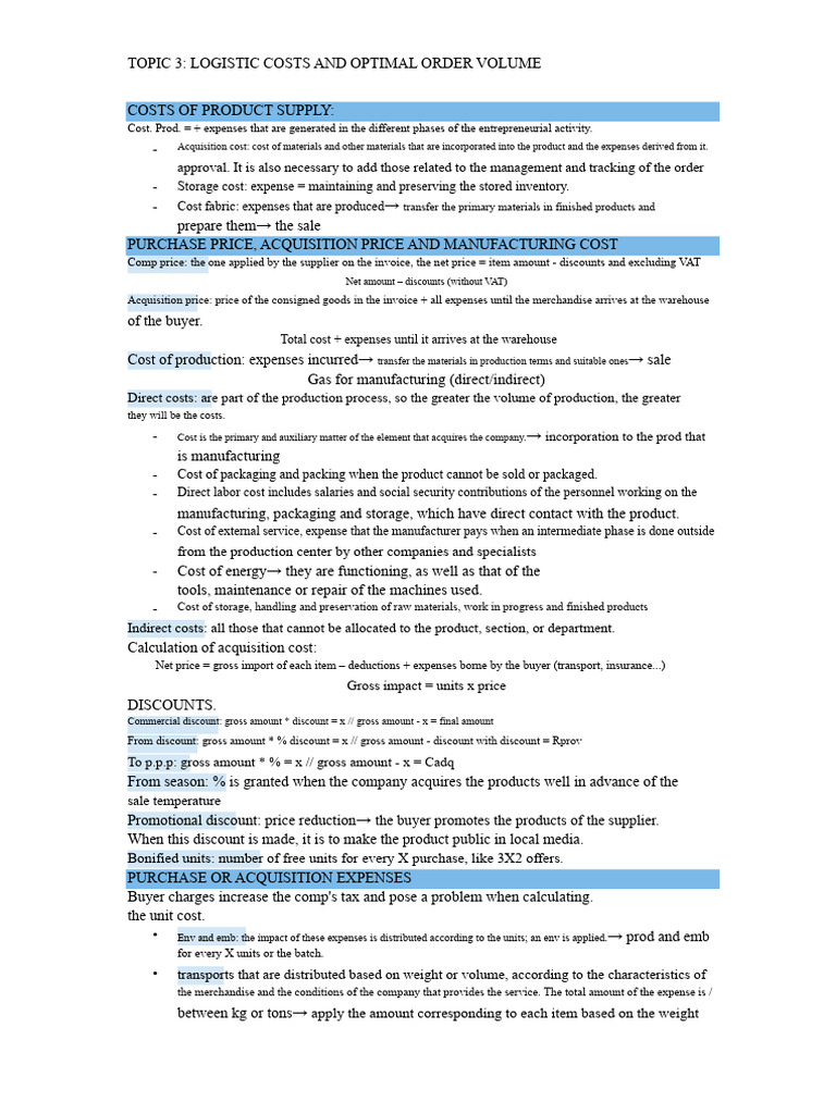 Logistic Costs and Order Volume Analysis | PDF | Prices | Cost