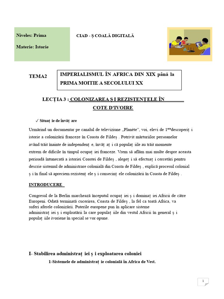 1ere H5 - Colonizarea Și Rezistențele În Coasta de Fildeș | PDF