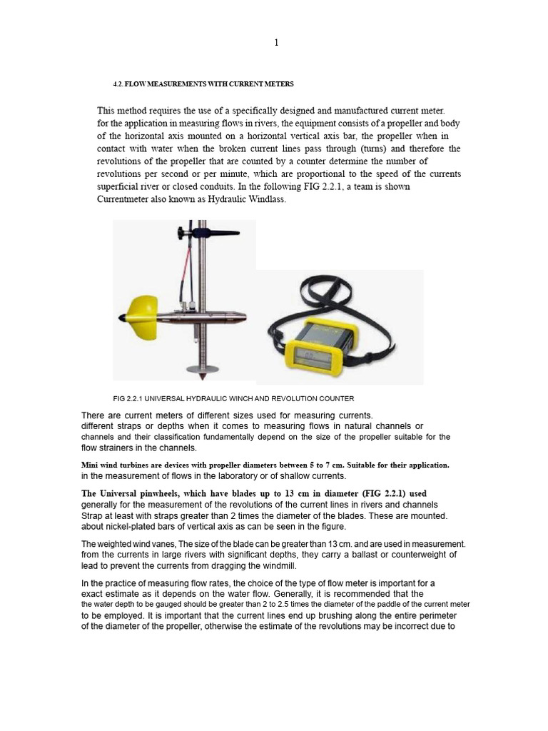Current Meter Flow Measurement Guide | PDF | Flow Measurement | Earth ...