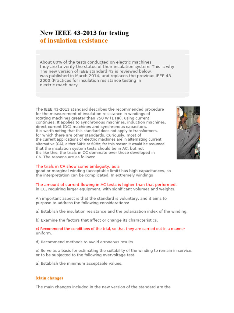 IEEE 43-2013 Insulation Resistance Testing | PDF | Direct Current ...