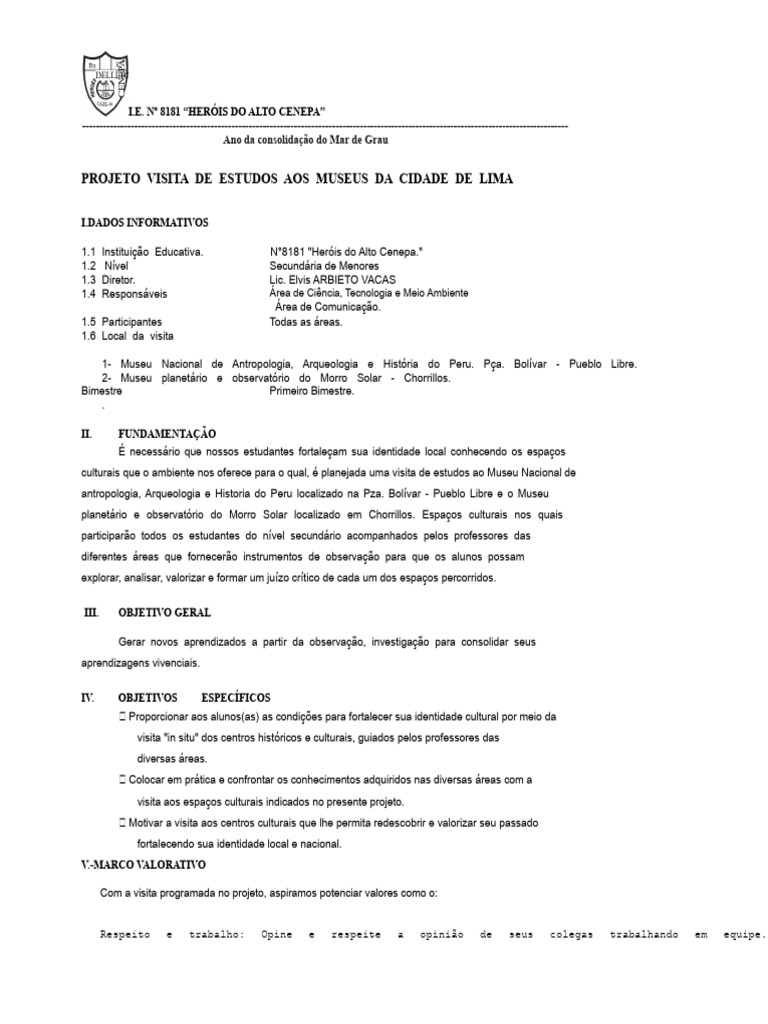 projeto-visita-de-estudos-do-primeiro-bimestre-pdf-museu-antropologia