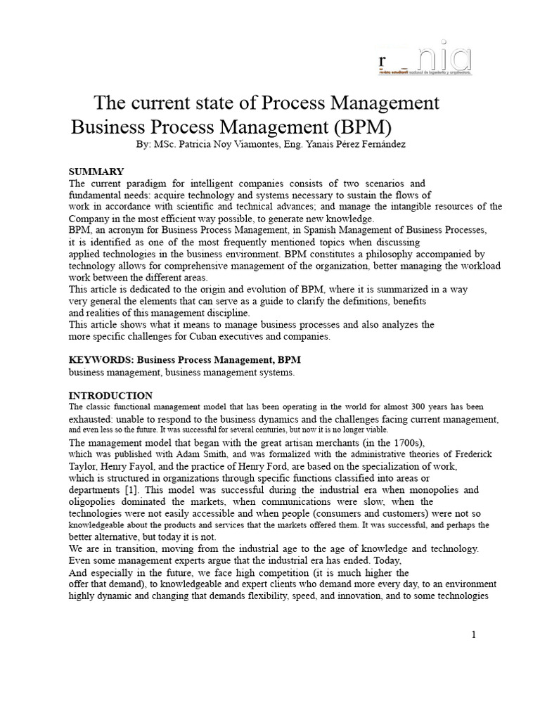 Origin and Evolution of BPM | PDF | Business Process Management ...