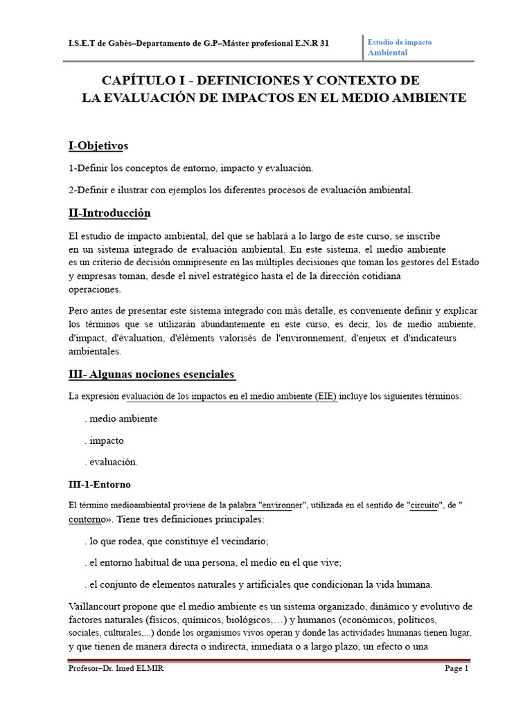 Curso de Estudio de Impacto Ambiental | PDF | Evaluación del ciclo de ...
