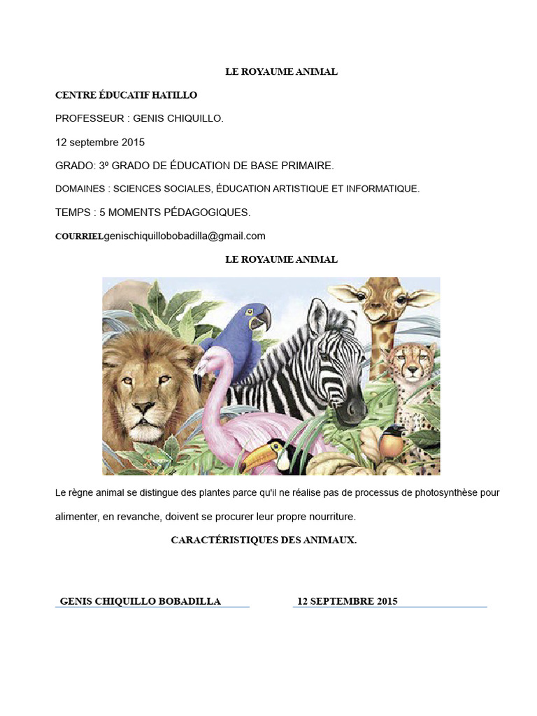 Classification et caractéristiques des animaux | PDF | Poisson | Amphibiens