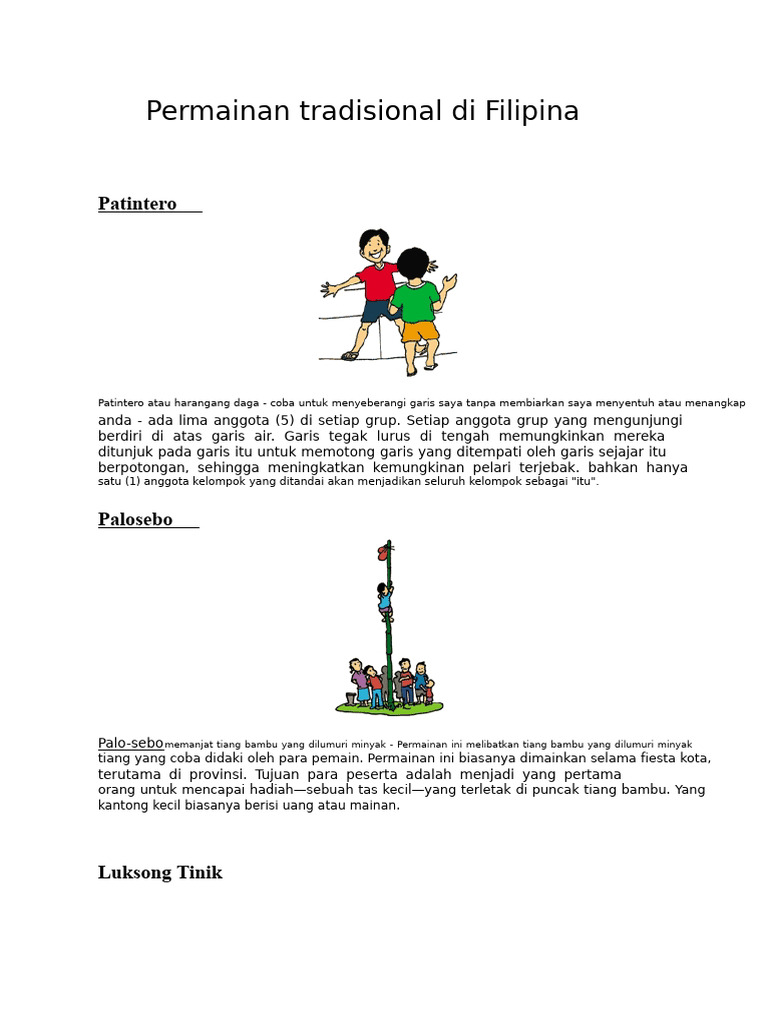 Permainan Tradisional Filipina: Patintero | PDF