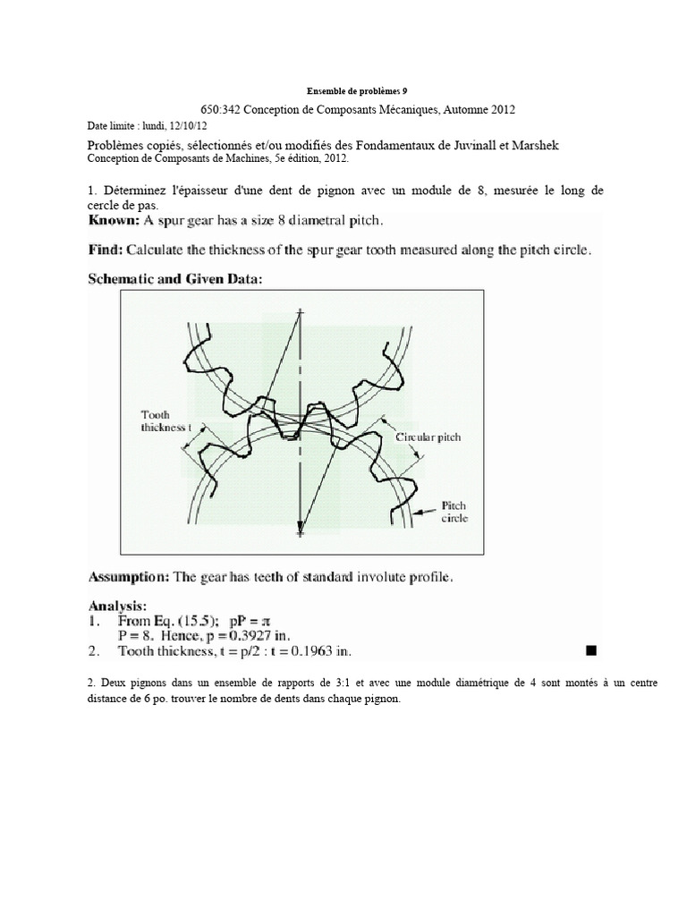 Conception Des Mécanismes Problème Ensemble 9 Avec Solutions | PDF ...