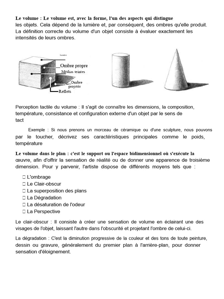 Définition du volume en art | PDF | Sculpture | Perspective ...