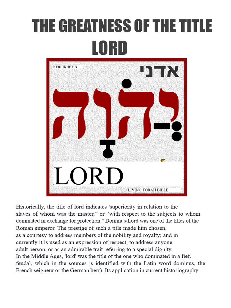 The Greatness of The Title Adonai | PDF | Names Of God In Judaism | Yahweh