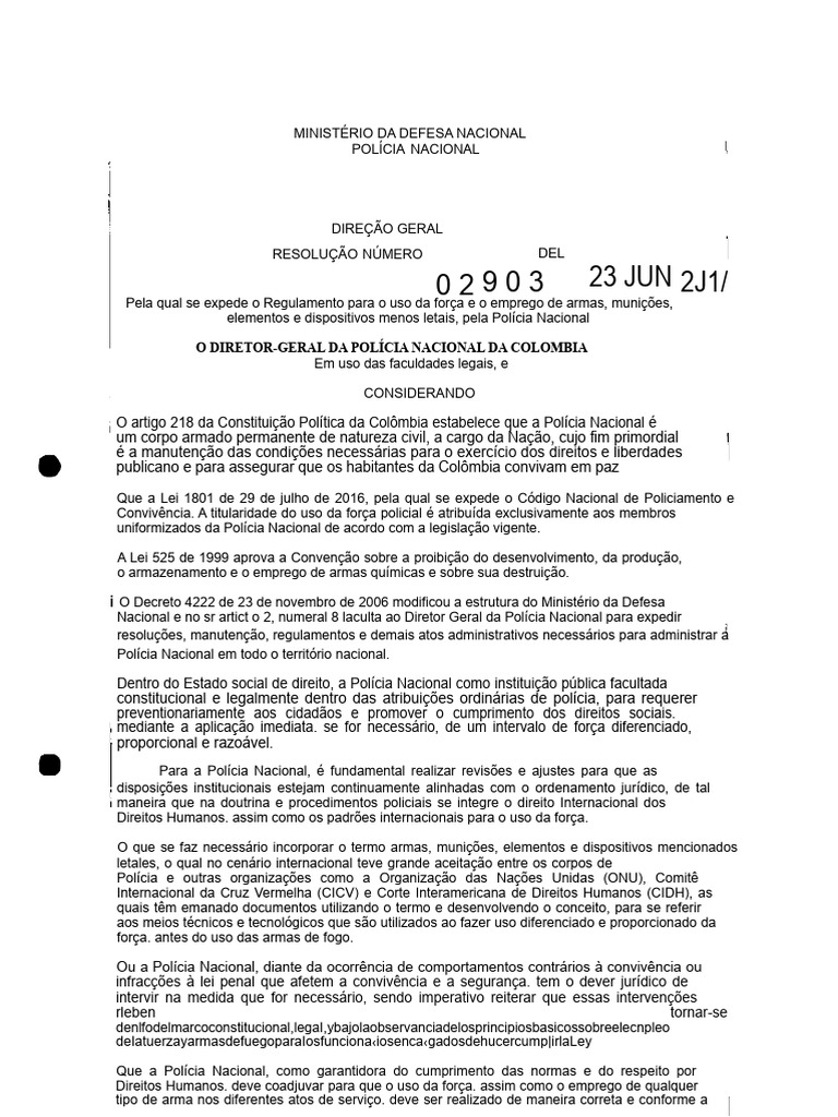 Resolução 02903 Uso Força Uso Armas | PDF | Sindicato | Tortura