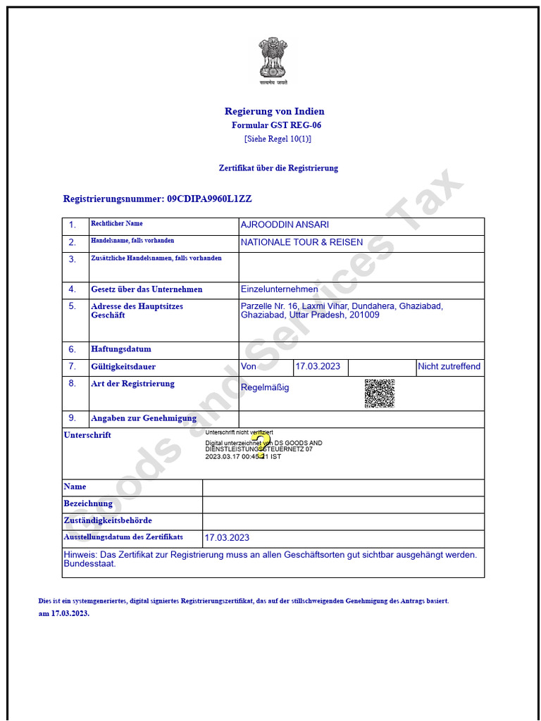 USt-IdNr. ZERTIFIKAT | PDF