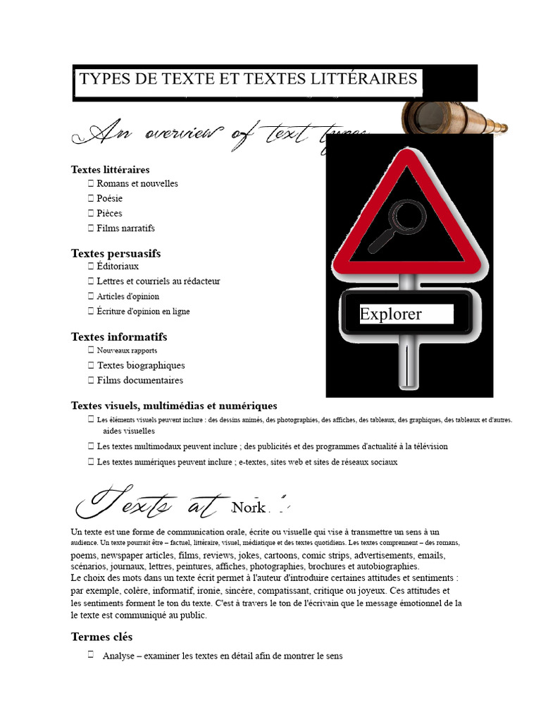 Types et caractéristiques des textes | PDF | Métaphore | Phrase