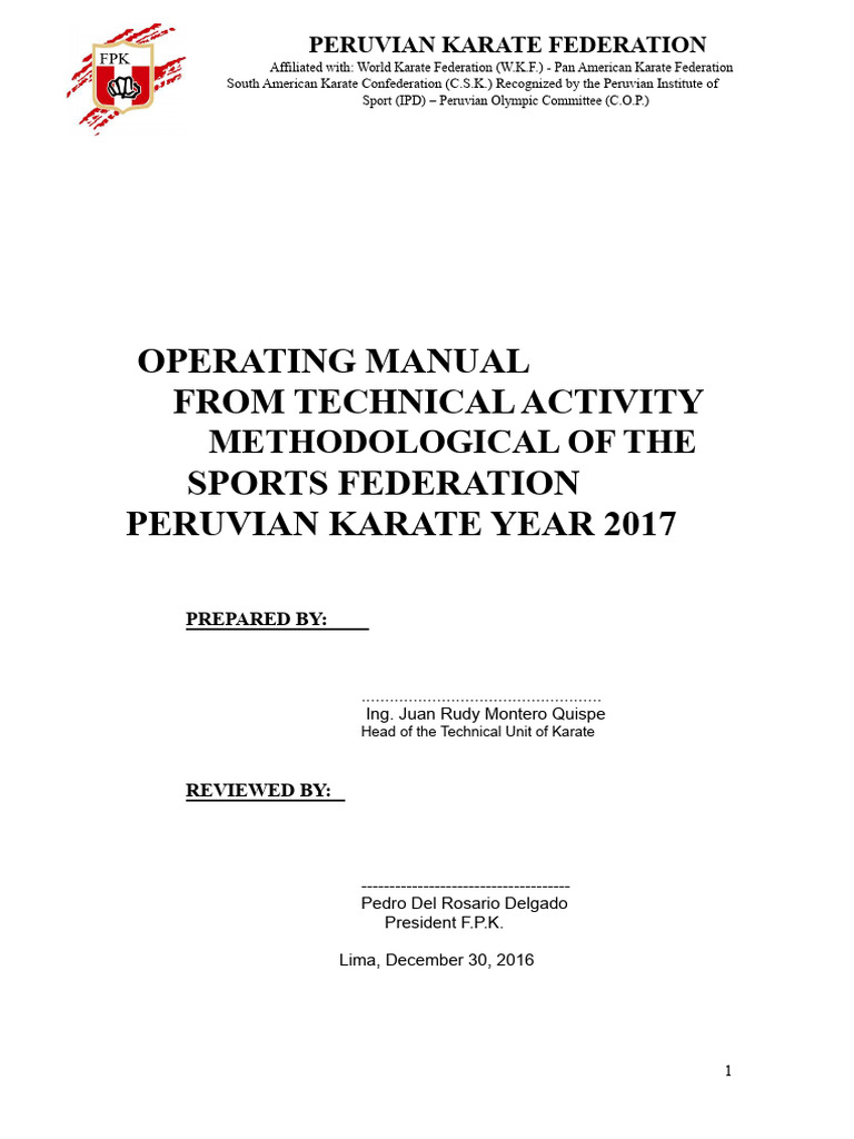 Peruvian Karate Federation Operating Manual | PDF | Karate | Sports