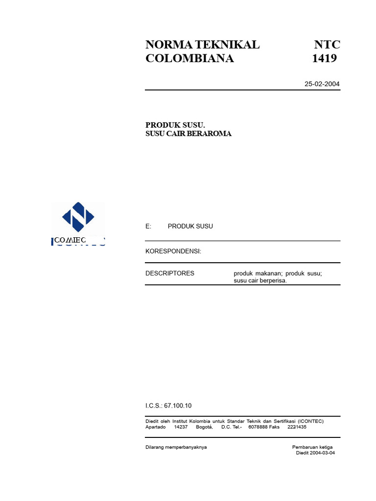 NTC Susu Liquid Rasa 1419 PDF | PDF