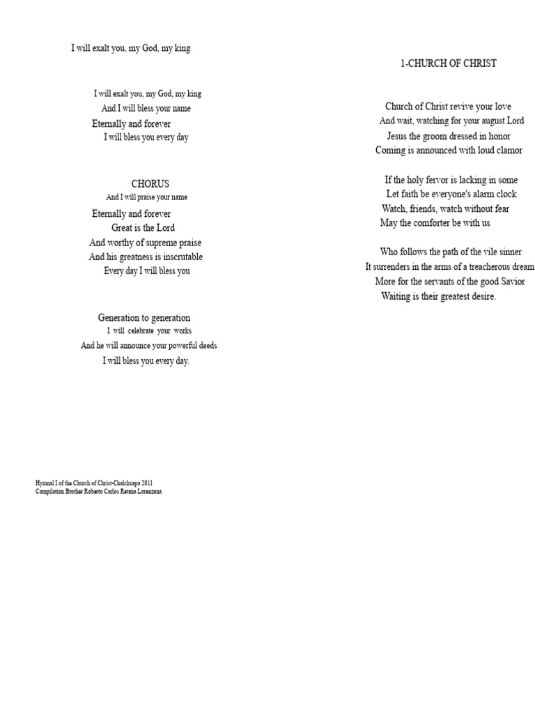 Church Of Christ Hymnal Compilation PDF Jesus Glory Religion 