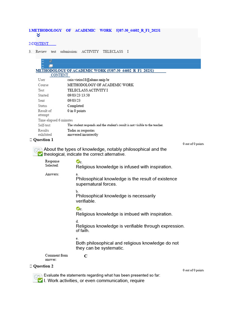 Methodology of Academic Work | PDF | Knowledge | Methodology