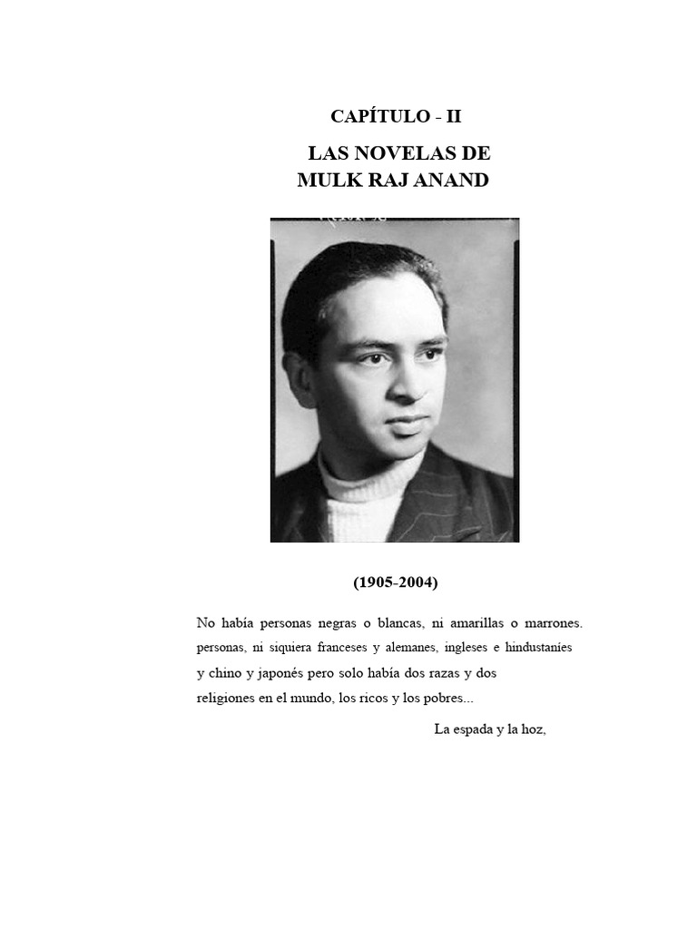 Novelas de Mulk Raj Anand: Pobreza y Explotación | PDF | Dalit ...