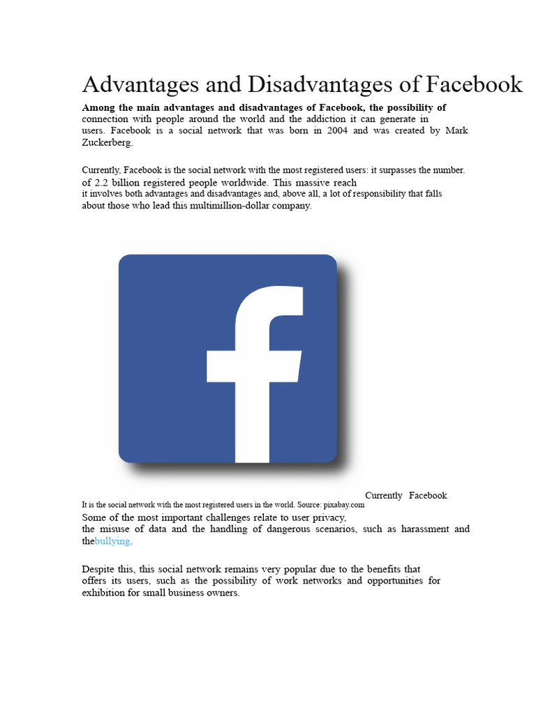 Facebook: Pros and Cons Explained | PDF | Facebook | Advertising